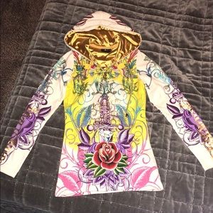 Christian Audigier Dagger Roses Rhinestones